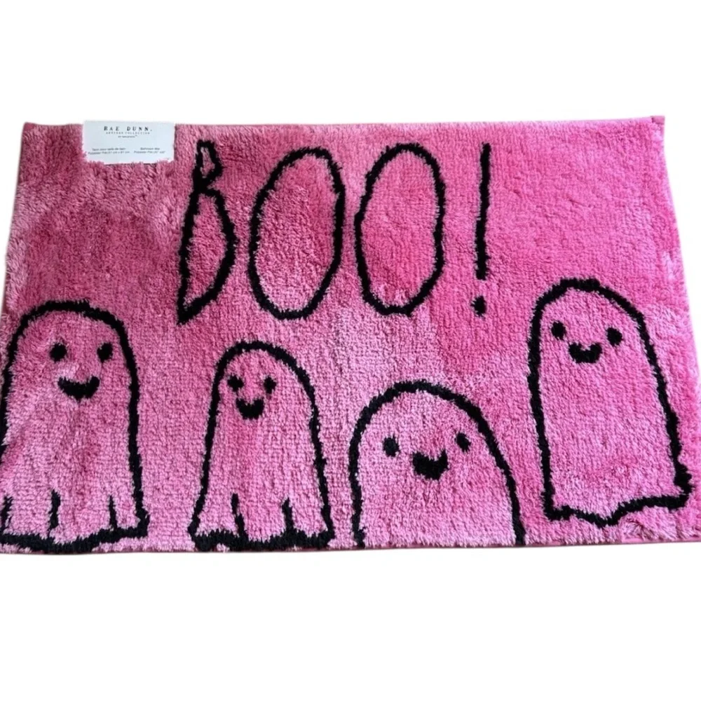 Rae Dunn Halloween pink boo ghost bath mat rug new
